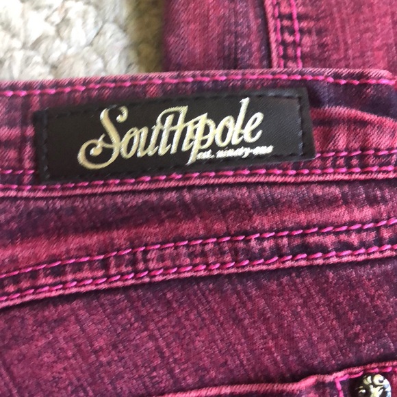 South Pole Rock N Roll Red Skinny Straight Jeans - Picture 4 of 5